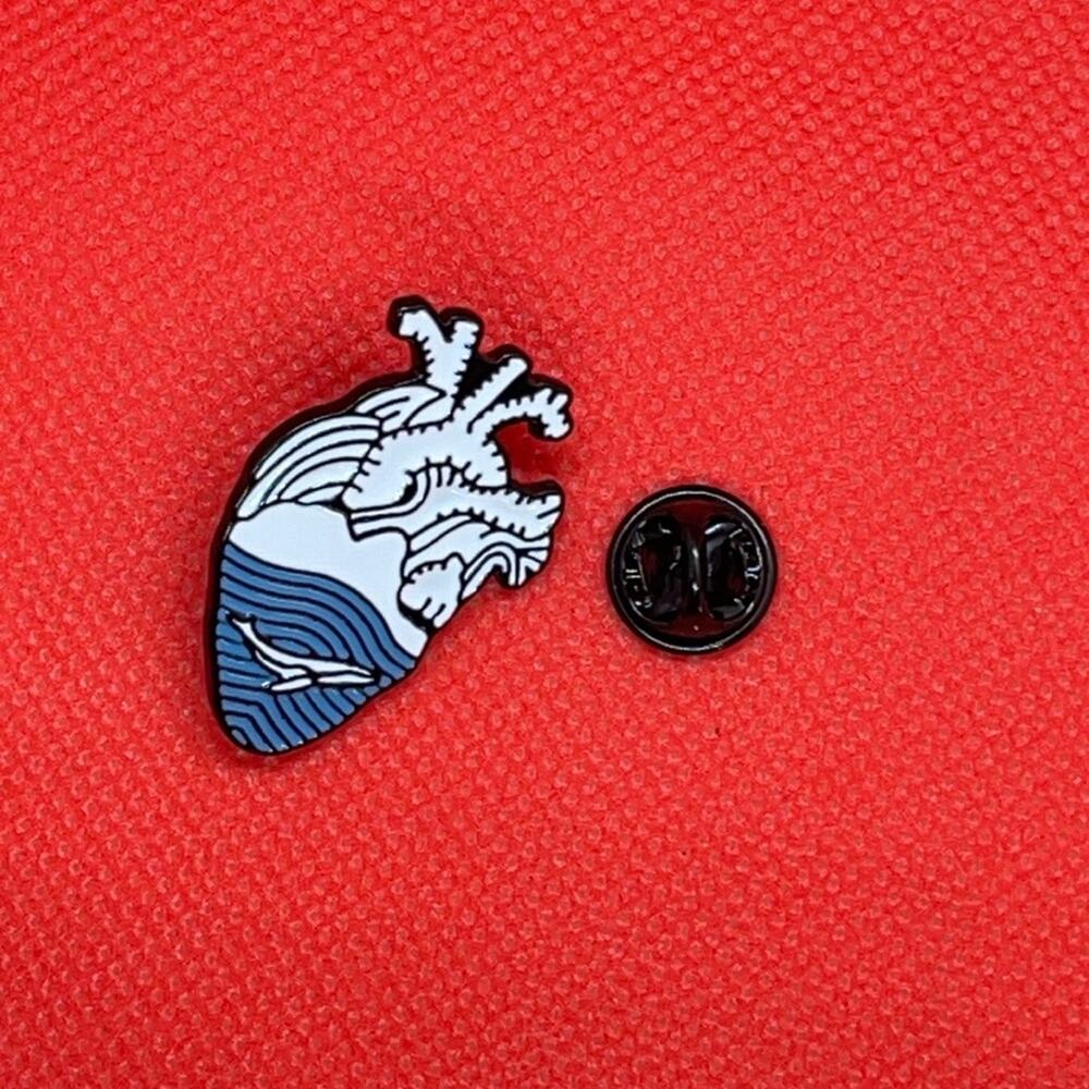 Ocean Whale in Heart Pin Brooch